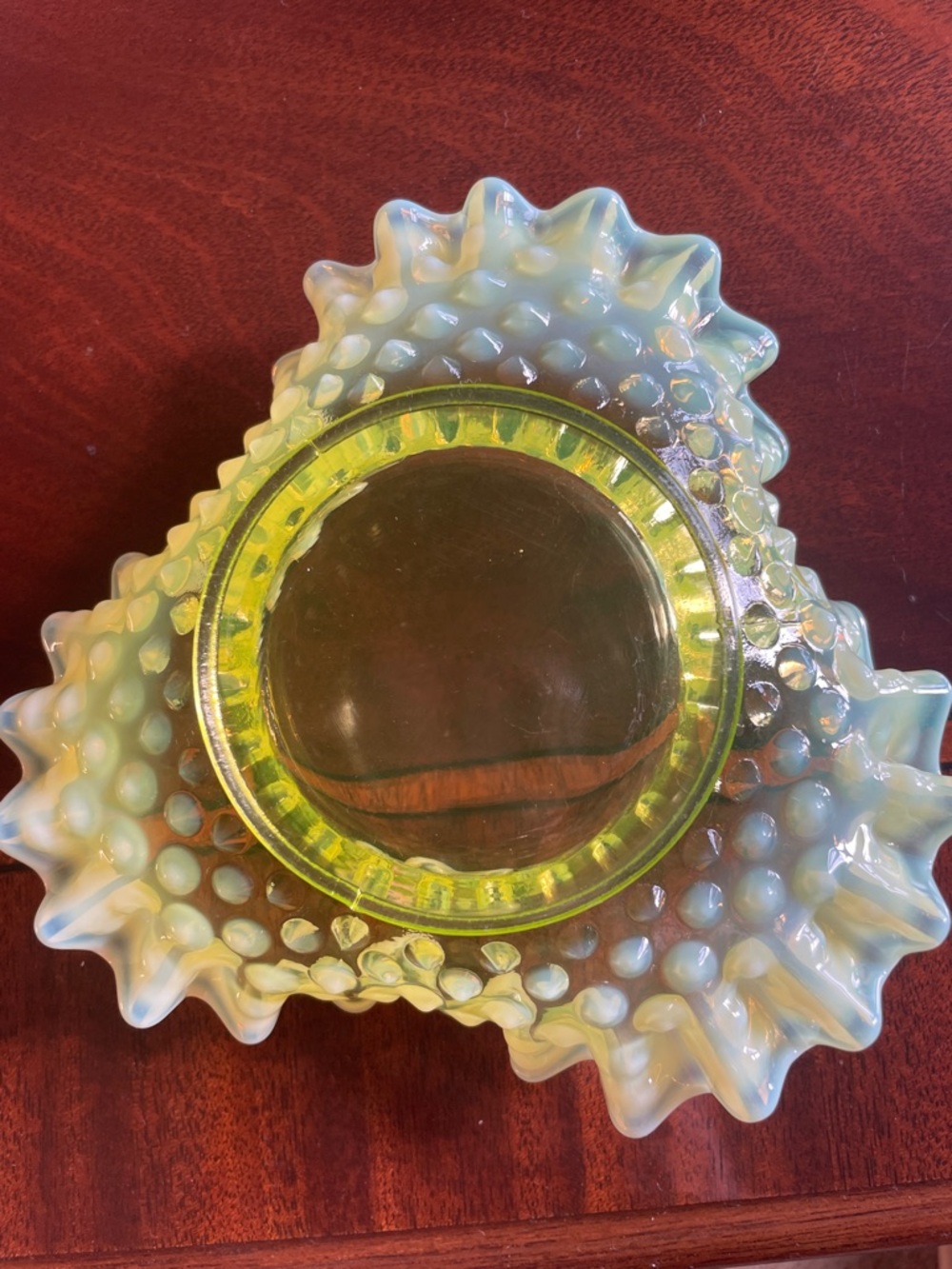 Fenton Topaz hobnail  Opalescent Ruffled Bon bon dish - - Picture 6 of 7